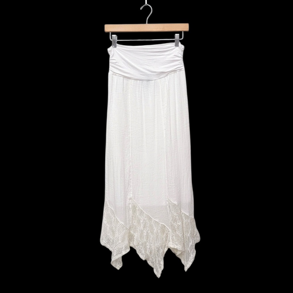 Apt. 9 Maxi Skirt Womens Medium White Boho Lace Hem Fairy Whimsical Festival - Picture 2 of 8